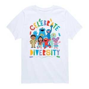 Boys' - Sesame Street - Celebrate Diversity Crayons Short Sleeve Graphic T-Shirt - 1 of 4