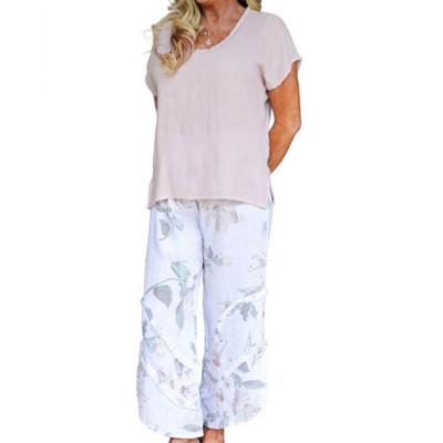 Women's Gauze Linen V Neck Linen Top - Look Mode USA