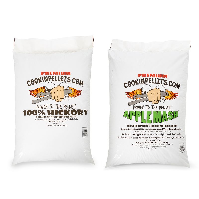 CookinPellets Premium Hickory Grill Smoker Smoking Wood Pellets Bundle w/ CookinPellets Apple Mash Hard Maple Smoker Smoking Wood Pellets, 40 Lb Bags, 1 of 7
