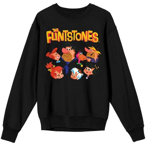 The Flintstones Group Face Shot Juniors Black Long Sleeve Sweatshirt - image 1 of 3