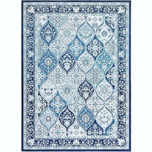 Modern Geometric Trellis Washable Area Rug - Non-Slip Low-Pile Indoor Carpet for Living Room, Bedroom, Dining Room & Office - 1 of 4