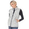Women's Zip up High Pile Fleece Vest -White Mark - 2 of 4