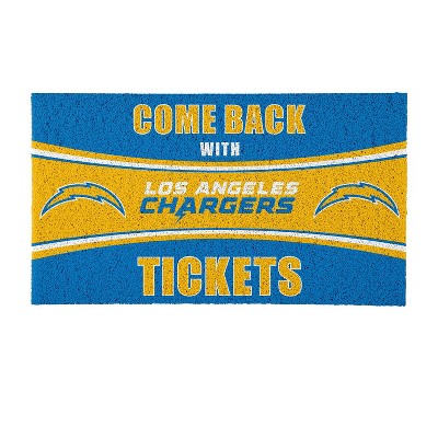 Evergreen Come Back with Tickets Los Angeles Chargers 28" x 16" Woven PVC Indoor Outdoor Doormat
