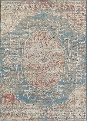 Rugs America Olympia Op30a Rustic Russet Vintage Farmhouse Blue Area ...