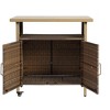 NAYSAYE Bar Serving Cart Outdoor Wicker Wine and Beverage Counter with Plastic Wood Top for Patio , Beige, 35.43"*19.69"*35.43" - 3 of 4
