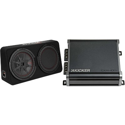 Kicker 48TCWRT122 CompRT 12" subwoofer in thin profile enclosure, 2ohm with 46CXA4001 Amp Bundle