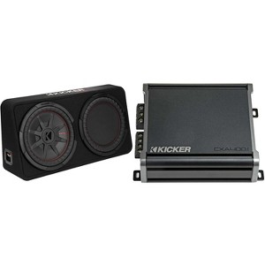Kicker 48TCWRT122 CompRT 12" subwoofer in thin profile enclosure, 2ohm with 46CXA4001 Amp Bundle - 1 of 4