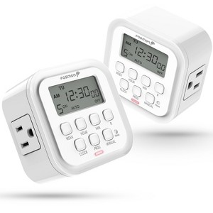 Fosmon 2x 7 Day Programmable Digital Timer For Outlet, [ETL Listed] Timer Outlet For Electrical Indoor, Plug-in Light Timer for Lamps, 15A/1875W - 1 of 4