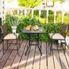 Tangkula 5PCS Patio Rattan Bar Set Wood Heavy-Duty Steel Frame Bistro Set with 4 Bar Stools for Poolside&Garden - 2 of 4