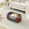 Racxily Scandinavian style Elevated Dog Bed Pet Sofa With Solid Wood legs and Bent Wood Back, Velvet Cushion,Small Size - 3 of 4
