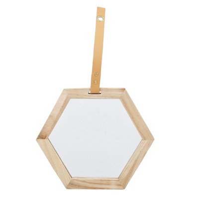 FURNIinspire Decorative Wall Mirrors Geometric Hexagon Mirror for Modern Home Decor, beige brown, 11.5"*1.5"*1.5"