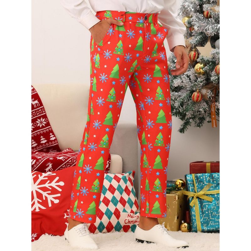 Lars Amadeus Men's Flat Front Funny Party Cosplay Costume Christmas Printed Pants, 2 of 6