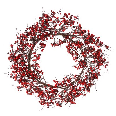 Northlight 24" Unlit Red/Burgundy Currant Berry Artificial Christmas Wreath