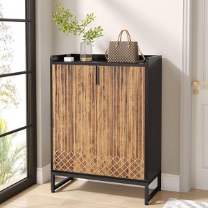 ORRD White & Gold Shoe Cabinet with Diamond Doors, 5-Tier Modern Entryway Storage Organizer, Compact for Hallway, Living Room & Closet - 1 of 4