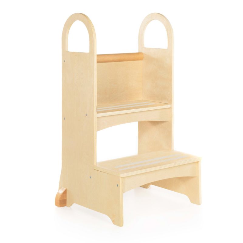 Guidecraft Kids' High-Rise Step-Up: Children's Wooden Kitchen Helper, Kitchen Safety Toddler Tower and Learning Stool with Handles, 1 of 6