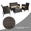 Tangkula 4PCS Patio Rattan Conversation Furniture Set Outdoor w/ Brown & Gray Cushion - 4 of 4