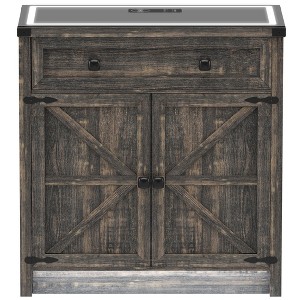 Fredees Buffet Sideboard with Storage, Farmhouse Coffee Bar Cabinet with Drawers & LED Lights for Kitchen, Living & Dining - 1 of 4