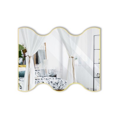 Kayla Rectangular Mirror With 2 Wavy Metal Framed Mirror,30x35 Inch ...