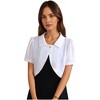 Anna-Kaci Women's Short Sleeve Cropped Bolero Jacket with Single Button Front and Peter Pan Collar - 2 of 4
