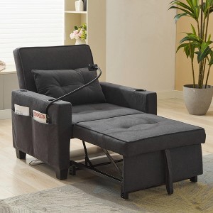 NicBex 34.65 Inch Convertible Single Sofa,Pull Out Sleeper Chair Beds with USB Ports and Phone Holder for Living Room,Apartment - 1 of 4