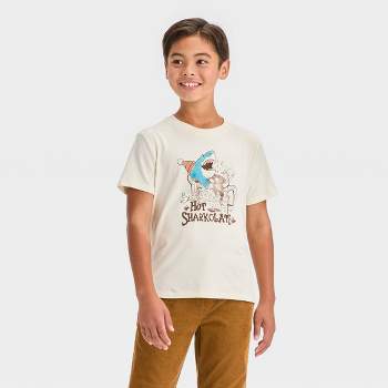 Sleeve Jack™ T-shirt - Graphic Cat Long Boys\' & \'hot Off-white Sharkolate\' : Target