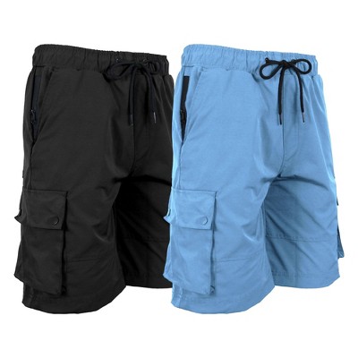 JumpStart Men's Moisture Wicking Performance Quick Dry Cargo Shorts-2 Pack