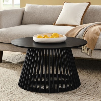 NicBex Minimalist Round Coffee Table with Solid Wood Hollow Base,Simple Side Table,Center Table for Livng Room