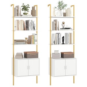 Tangkula 2PCS 72.5" Tall Bookshelf 5 Tier Wall Mount Ladder Bookcase w/ Cabinet - 1 of 4