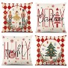 Merry Christmas Joy Xmas Trees Red Throw Pillow Covers, 18 x 18 Inch - 2 of 2