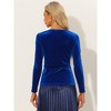 Allegra K Women's Velvet Sweetheart Neck Elegant Long Sleeves Blouses - 3 of 4