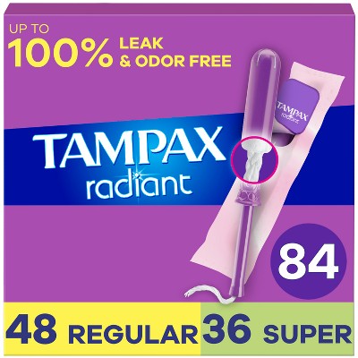 Tampax Radiant Duo Pack Tampons - Regular/Super - Unscented - 84ct