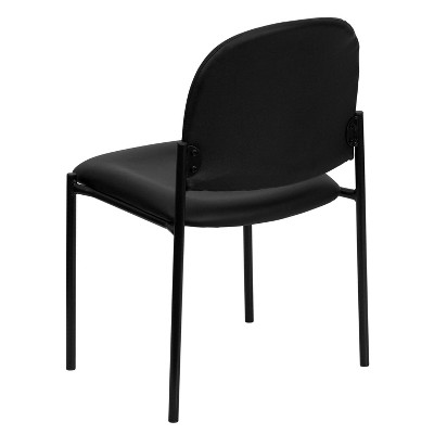 Sleek Black Vinyl Metal Stacking Side Chair
