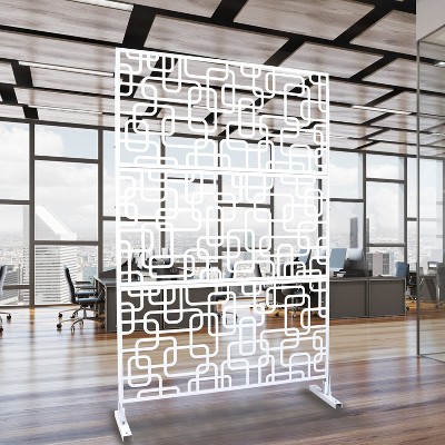 Vynxaria 76" Metal Privacy Screen - Freestanding Decorative Divider for Indoor & Outdoor Use