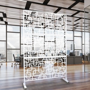 Vynxaria 76" Metal Privacy Screen - Freestanding Decorative Divider for Indoor & Outdoor Use - 1 of 4