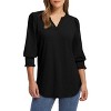 Women Print Tops Dressy Casual Shirts Smocked Cuffs 3/4 Sleeve Tees Boho Tunic - 3 of 4