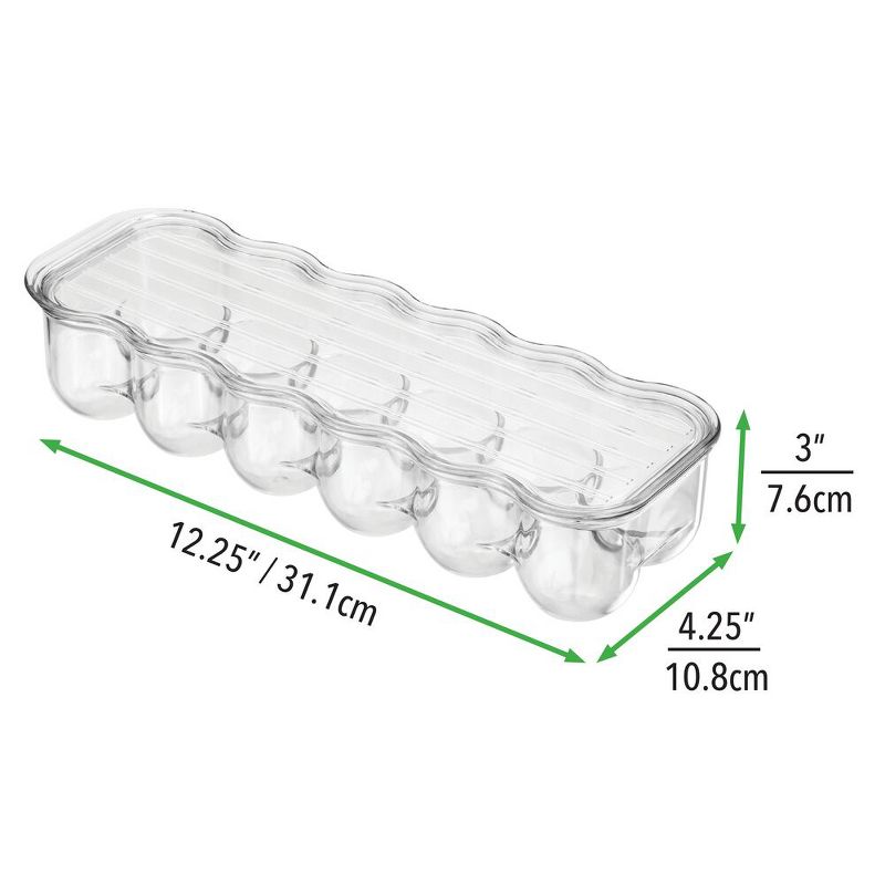 mDesign Plastic Egg Storage Tray Holder for Refrigerator, 12 Eggs, 2 Pack, Clear, 5 of 9