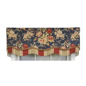 RLF Home 3" Rod Pocket High Quality Fabric Newbury Glory Valance for Windows 50" x 16" Marine - 1 of 4
