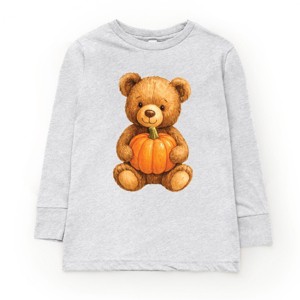 Watercolor Pumpkin Bear - Kids Toddler Long Sleeve Tee and Kids Youth Long Sleeve Tee - 1 of 2