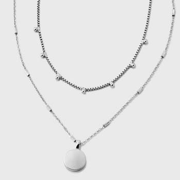 Ball and Medallion Layer Necklace - Universal Thread™ Silver