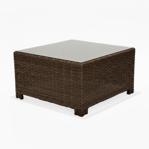 Covers & All Bellanova 32 in Square Coffee Table, Aspen Wicker w / Glass Top - 1 of 4