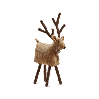 tagltd Tweedie Standing Burlap Brown Reindeer Tabletop Decor Decoration Small, 5.51L x 1.45W x 7.85H in.