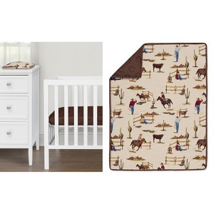 Sweet Jojo Designs Boy Baby Mini Crib Bedding Set - Wild West Cowboy Multicolor 3pc - 1 of 4