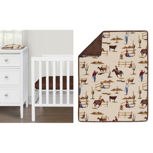 Sweet Jojo Designs Boy Baby Mini Crib Bedding Set - Wild West Cowboy Multicolor 3pc - image 1 of 4