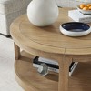 Sapphtopaz Traditional Round Coffee Table Large Curved Table with Shelf Wheels 2 Tier Center Table for Living Room - 3 of 4