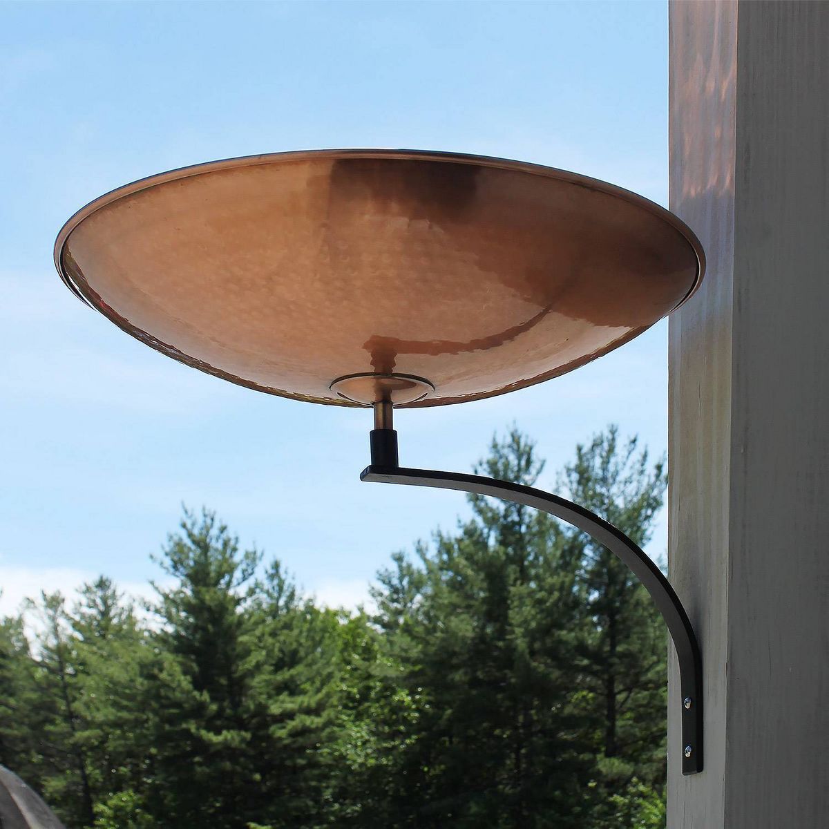 12" Stainless Steel Birdbath Bowl with Wall Mount Bracket Polished Copper Plated - ACHLA Designs: Weather-Resistant Iron Outdoor Garden Decor - thumbnail 2