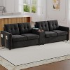 Coucheta 115" Modern Sectional Sofa with Wireless Charging, Storage Console & Cup Holders, 4-Seater Upholstered Couch for Living Room - 4 of 4