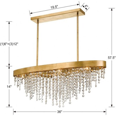 Antique Gold Crystal 8-Light Chandelier with Hand Cut Beads