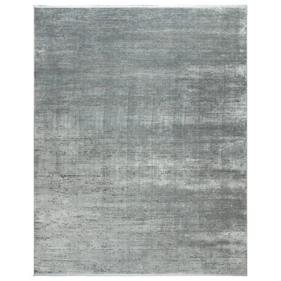 Gertmenian Florance Asti Luxury Distressed Teal Blue High-Low Indoor Viscose Acrylic Area Rug with Fringe