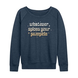 Women's - Instant Message - Fall Lightweight French Terry Wide Neck Long Sleeve Graphic Shirt - 1 of 4