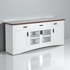 Modern TV Console 67 Inch, Glass Doors and Storage Drawers, Adjustable Shelves Media Cabinet for Living Room - 2 of 4